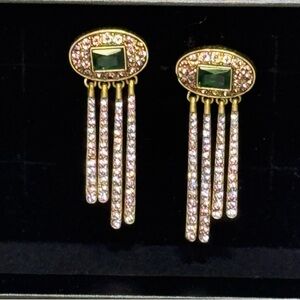 Heidi Daus Green & Pink Crystal Earrings